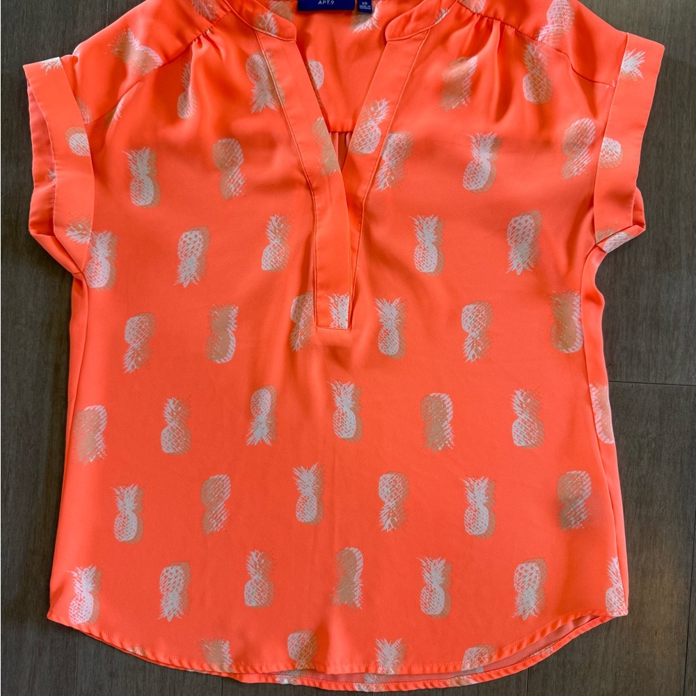 Apt. 9 Vibrant Orange Pineapple Blouse
